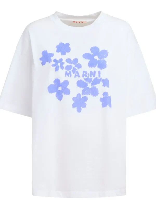 MARNI T-SHIRT LOGO STAMPA FIORI