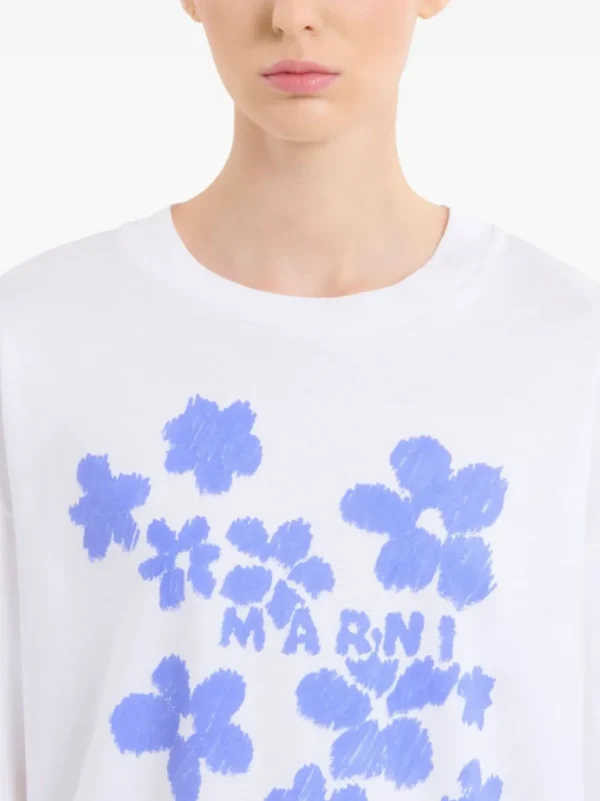 MARNI T-SHIRT LOGO STAMPA FIORI