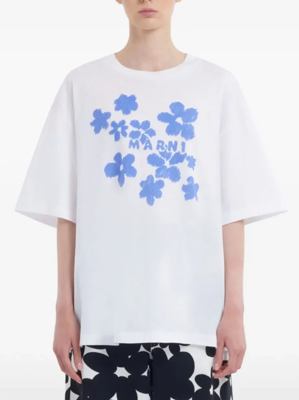 MARNI T-SHIRT LOGO STAMPA FIORI