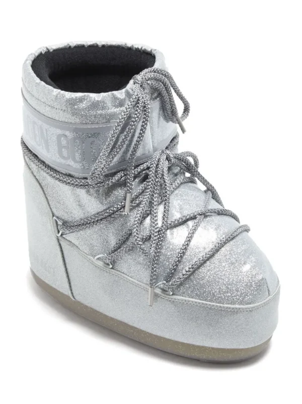 MOON BOOT STIVALI ICON LOW GLITTER SILVER