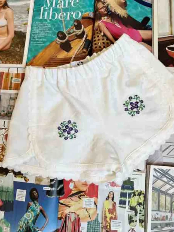 ORSINA SHORTS BIANCO RICAMATO